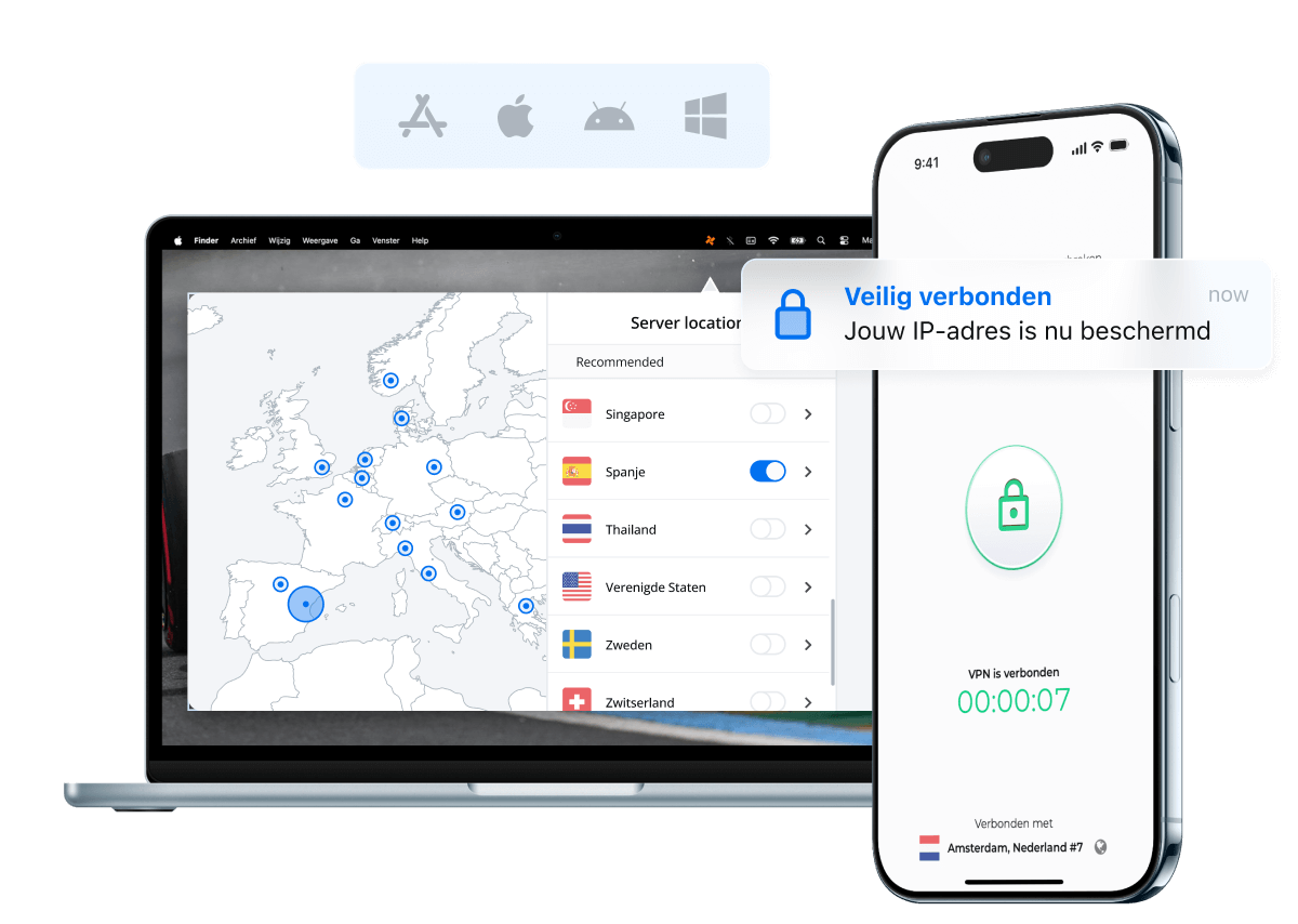 VPN Nederland app op laptop en smartphone met beveiligde internetverbinding
